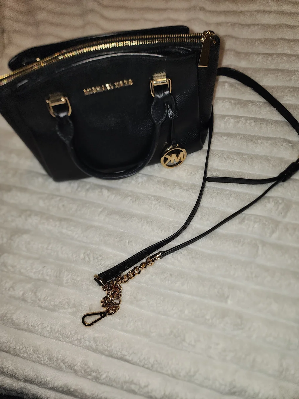 Michael Kors Black Leather Satchel Handbag